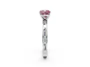 Solitaire Engagement Ring Setting for Fancy Pink Cushion Cut Center with Channel Baguette Band and Prong Head in Sterling Silver