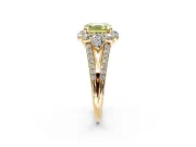 Halo Engagement Ring Setting for Fancy Yellow Asscher Cut Center with Two-Strand Split Shank and Prong Head in Yellow Gold