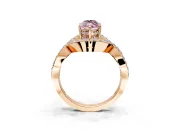 Halo Engagement Ring Setting for Fancy Pink Marquise Center with Pave Infinity Twist Band and Prong Head in Rose Gold