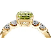 5 Stone Engagement Ring Setting for Fancy Yellow Radiant Cut Center with Plain Band and Prong Head in Yellow Gold