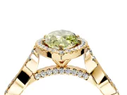 Halo Engagement Ring Setting for Fancy Yellow Marquise Center with Twist Band and Prong Head in Yellow Gold