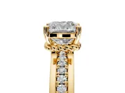Solitaire Engagement Ring Setting for Cushion Cut Center with Raised Channel Band and Prong Head in Yellow Gold