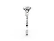 3 Stone Engagement Ring Setting for Oval Center with Round Cut Side Accents and Prong Head in White Gold
