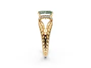 Halo Engagement Ring Setting for Fancy Green Radiant Cut Center with Rope Twist Split Shank and Prong Head in Yellow Gold