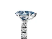 Solitaire Engagement Ring Setting for Fancy Blue Pear-Shaped Center with Large Accent Band and Prong Head in Platinum