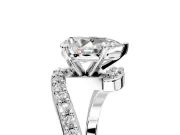 Solitaire Engagement Ring Setting for Pear-Shaped Center with Pave Bypass Swirl Band and Prong Head in White Gold
