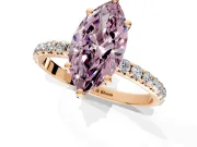 Solitaire Engagement Ring Setting for Fancy Pink Marquise Center with Micro Pave Band and Prong Head in Rose Gold