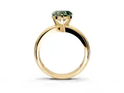 Solitaire Engagement Ring Setting for Fancy Green Heart-Shaped Center with Wire Band and Prong Head in Yellow Gold