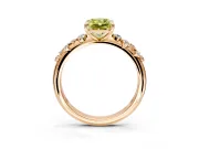Cluster Engagement Ring Setting for Fancy Yellow Radiant Cut Center with Round Cut Accent Band and Prong Head in Rose Gold