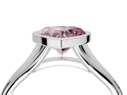 Solitaire Engagement Ring Setting for Fancy Pink Heart-Shaped Center with V Split Shank and Bezel Head in Sterling Silver