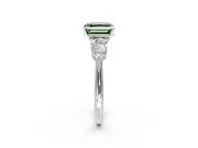 3 Stone Engagement Ring Setting for Fancy Green Asscher Cut Center with Large Pear-Shaped Accents and Prong Head in Platinum