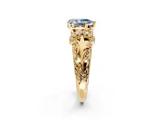 Solitaire Engagement Ring Setting for Fancy Blue Pear-Shaped Center with Filigree Accent Basket and Prong Head in Yellow Gold