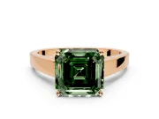 Solitaire Engagement Ring Setting for Fancy Green Asscher Cut Center with Tapered Split Shoulders and Prong Head in Rose Gold