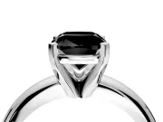 Solitaire Engagement Ring Setting for Fancy Black Cushion Cut Center with Wire Band and Prong Head in Platinum