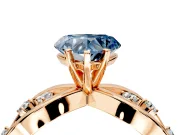 Solitaire Engagement Ring Setting for Fancy Blue Heart-Shaped Center with Criss-Cross Accent Band and Prong Head in Rose Gold