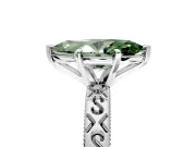 Solitaire Engagement Ring Setting for Fancy Green Marquise Center with Scrollwork Band and Prong Head in Sterling Silver