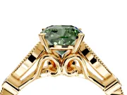 Solitaire Engagement Ring Setting for Fancy Green Cushion Cut Center with Marquise and Bezel Accents and Prong Head in Yellow Gold