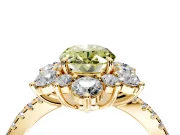Floral Halo Engagement Ring Setting for Fancy Yellow Oval Center with Pave Accents and Prong Head in Yellow Gold