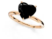 Hidden Halo Engagement Ring Setting for Fancy Black Heart-Shaped Center with Thin Rounded Band and Prong Head in Rose Gold