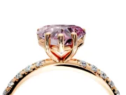 Solitaire Engagement Ring Setting for Fancy Pink Heart-Shaped Center with Micro Pave Band and Prong Head in Rose Gold