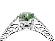 Split Shank Engagement Ring Setting for Fancy Green Pear-Shaped Center with Pave Split Shank and Prong Head in Platinum