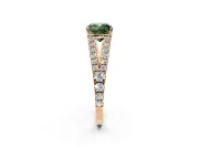 Solitaire Engagement Ring Setting for Fancy Green Cushion Cut Center with Pave Split Shank and Prong Head in Rose Gold