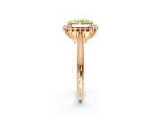Starburst Halo Engagement Ring Setting for Fancy Yellow Radiant Cut Center with Thin Round-Wire Band and Prong Head in Rose Gold