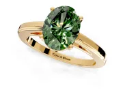 Solitaire Engagement Ring Setting for Fancy Green Oval Center with Flat-Sided Plain Band and Prong Head in Yellow Gold