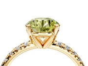 Solitaire Engagement Ring Setting for Fancy Yellow Round Cut Center with Large Accents and Prong Head in Yellow Gold
