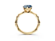 Solitaire Engagement Ring Setting for Fancy Blue Heart-Shaped Center with Bamboo Band and Prong Head in Yellow Gold