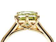 Solitaire Engagement Ring Setting for Fancy Yellow Asscher Cut Center with Cathedral Band and Prong Head in Yellow Gold
