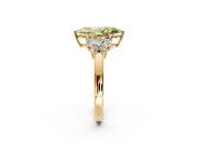 Solitaire Engagement Ring Setting for Fancy Yellow Marquise Center with Marquise Flower Shoulders and Prong Head in Yellow Gold