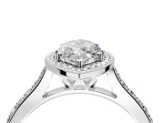 Halo Engagement Ring Setting for Marquise Center with Pave Accents, Heart Basket and Prong Head in White Gold