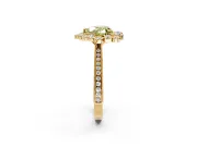 Milgrain Halo Engagement Ring Setting for Fancy Yellow Heart-Shaped Center with Bezel Point Accents and Prong Head in Yellow Gold