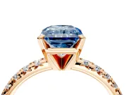 Solitaire Engagement Ring Setting for Fancy Blue Radiant Cut Center with Large Accents and Prong Head in Rose Gold