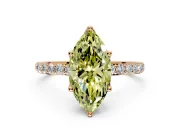 Solitaire Engagement Ring Setting for Fancy Yellow Marquise Center with Fine Pave Accents and Prong Head in Rose Gold