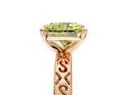 Solitaire Engagement Ring Setting for Fancy Yellow Radiant Cut Center with Scrollwork Band and Prong Head in Rose Gold