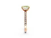 Solitaire Engagement Ring Setting for Fancy Yellow Radiant Cut Center with Band of Accents and Prong Head in Rose Gold