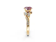 Solitaire Engagement Ring Setting for Fancy Pink Round Cut Center with Marquise Accent Twist Band and Prong Head in Yellow Gold
