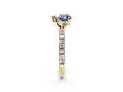 Solitaire Engagement Ring Setting for Fancy Blue Heart-Shaped Center with Micro Pave Band and Prong Head in Yellow Gold
