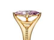 Solitaire Engagement Ring Setting for Fancy Pink Marquise Center with Milgrain Cathedral Band and Prong Head in Yellow Gold