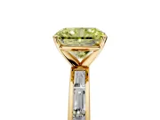 Solitaire Engagement Ring Setting for Fancy Yellow Radiant Cut Center with Channel Baguette Band and Prong Head in Yellow Gold
