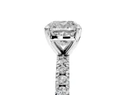 Solitaire Engagement Ring Setting for Cushion Cut Center with Fine Pave Band and Claw Prong Head in Sterling Silver