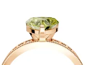 Milgrain Pave Engagement Ring Setting for Fancy Yellow Heart-Shaped Center with Accent Band and Prong Head in Rose Gold
