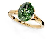 Solitaire Engagement Ring Setting for Fancy Green Oval Center with Plain Split Shank and Prong Head in Yellow Gold