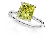Solitaire Engagement Ring Setting for Fancy Yellow Radiant Cut Center with Bamboo Band and Prong Head in Platinum