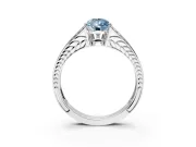 Split Shank Engagement Ring Setting for Fancy Blue Pear-Shaped Center with Pave Split Shank and Prong Head in Sterling Silver