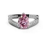 Split Shank Engagement Ring Setting for Fancy Pink Pear-Shaped Center with Pave Split Shank and Prong Head in Platinum