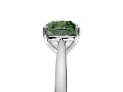Solitaire Engagement Ring Setting for Fancy Green Cushion Cut Center with Narrow Cathedral Band and Prong Head in White Gold