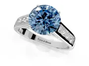 Solitaire Engagement Ring Setting for Fancy Blue Round Cut Center with Cathedral Channel Band and Prong Head in Platinum